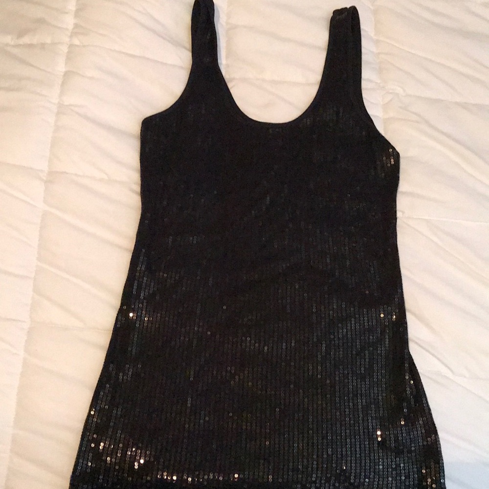 Black sequined tank top